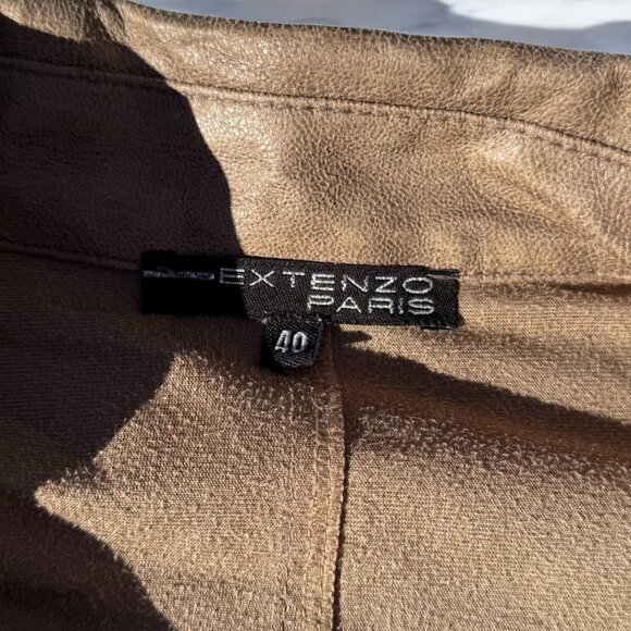 Extenzo Paris Faux Tan Suede Cowboy Jacket French Fashion Size 40 - Picture 8 of 13